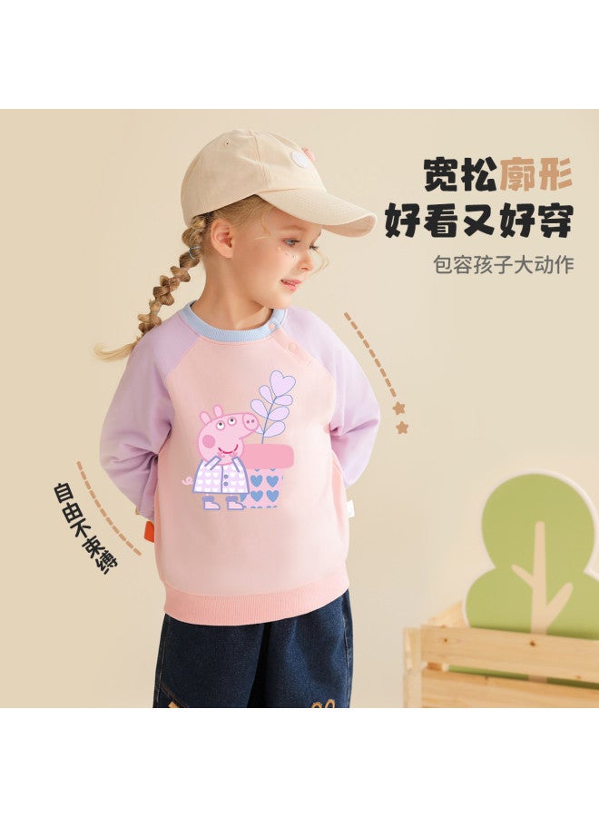 Peppa Pig spring Girls' Cotton Comfortable Hoodie Color-blocked Raglan Sleeve Versatile Baby Hoodie - Image 4