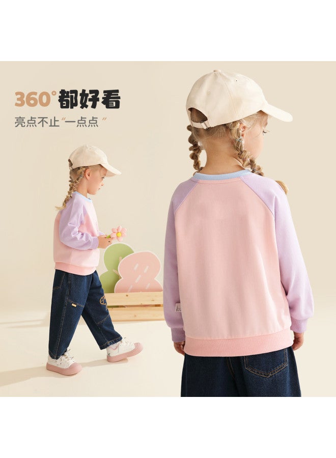 Peppa Pig spring Girls' Cotton Comfortable Hoodie Color-blocked Raglan Sleeve Versatile Baby Hoodie - Image 5