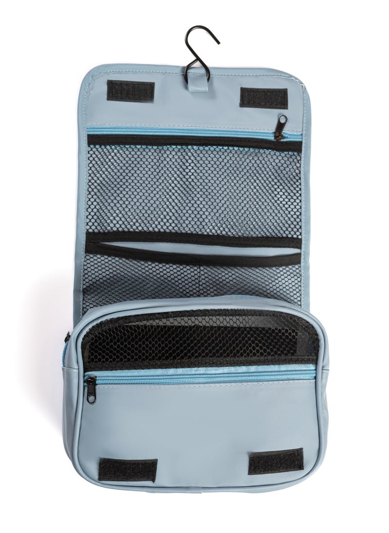 Hanging Toiletry Bag, Water-Resistant Travel Organiser with Mesh Compartments, baby Blue