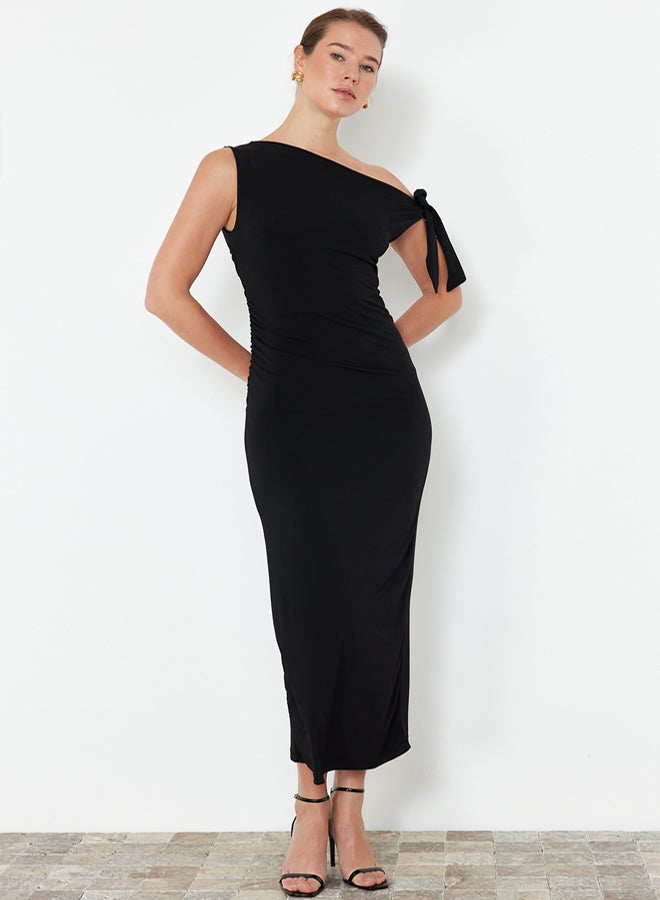 trendyol Limited Edition Black Fitted Knitted Maxi Stretch Pencil Dress - Image 1
