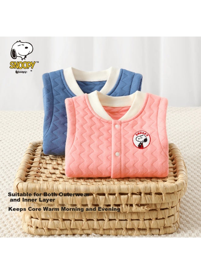 Snoopy Kids Autumn Winter Air Cotton Vest Warm Comfortable Boys Girls Top Pink Clapping Snoopy Size 80 - Image 2