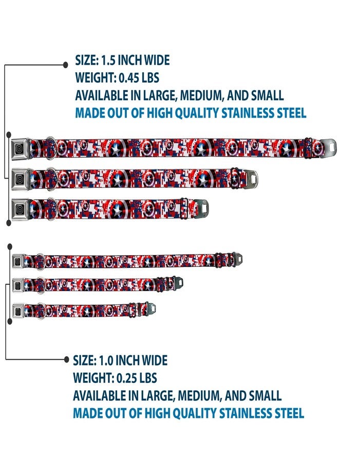 Buckle Down Dog Collar Seatbelt Buckle Captain America Shield Digital Camo Blue White Red 11 to 17 Inches 1.0 Inch Wide, DC-WCA041-M - Image 3