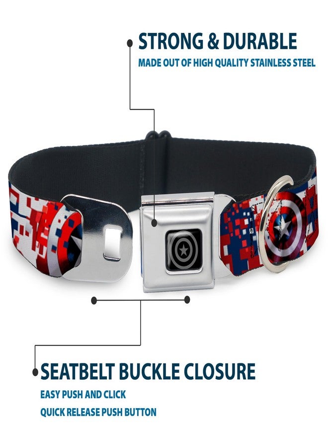 Buckle Down Dog Collar Seatbelt Buckle Captain America Shield Digital Camo Blue White Red 11 to 17 Inches 1.0 Inch Wide, DC-WCA041-M - Image 4