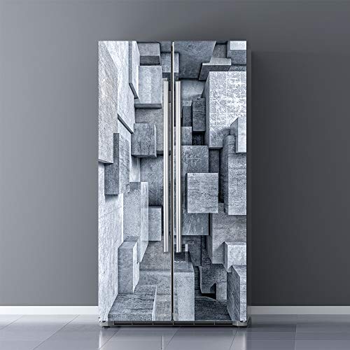 Alwayspon Modern Art Self Stick Vinyl Door Mural Sticker Peel and Stick Removable Refrigerator Wrap Decal Cube Space 323x787 2 Pcs Set - Image 1