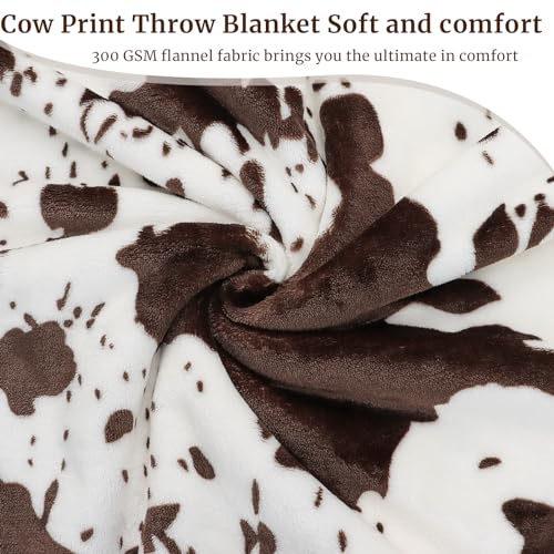HSEEC Cow Print Blanket Twin Size Flannel Soft Blankets and Throws Lightweight Warm Cozy Fuzzy Black Cow Fleece Bedding for Couch Sofa, Gifts for Adults All Seasons 60" x 80" - Image 4