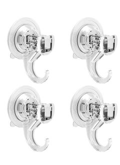 Y&D Suction Cup Hooks 4 Packs Large Clear Powerful Vacuum Hooks Push and Lock Reusable Heavy Duty Waterproof for Kitchen Bathroom Shower Ceiling Glass Door  - Image 1