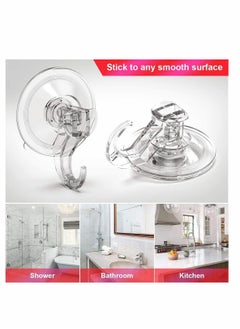 Y&D Suction Cup Hooks 4 Packs Large Clear Powerful Vacuum Hooks Push and Lock Reusable Heavy Duty Waterproof for Kitchen Bathroom Shower Ceiling Glass Door  - Image 5