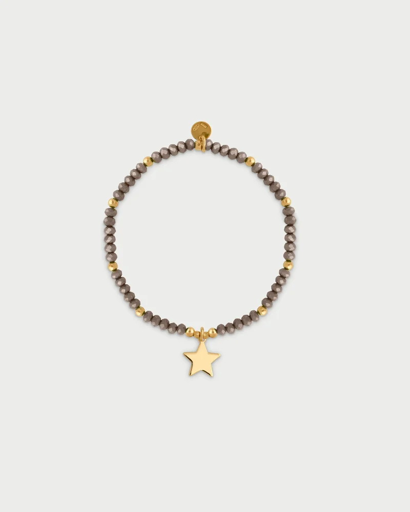 Rue Des Mill Elastic bracelet with micro stones and star pendant - Yellow Gold
