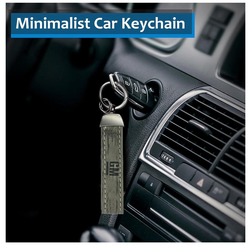 GM Car Keychain with Metal Ring and PU Leather Strap – Premium Finish Durable Key Ring for Car Keys, Bike Keys and Home Keys, Sleek Minimal Design with Secure Key Holder Loop - Image 2