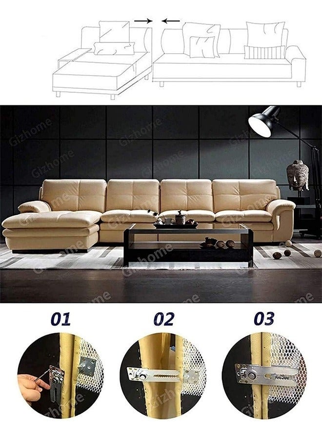 Arabest 2 Pack Sofa Connector Sectional Couch Connector with Screws, Universal Sectional Clips Sofa Connection Bracket Hooks Buckle for Sliding Sofas - Image 4