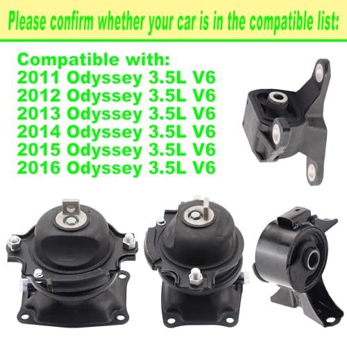 SHICHU Engine Motor Mount Compatible with 2011-2016 Odyssey 3.5L Touring Elite Replacement for A4587 A65057 A4575EL A65017EL Set of 4 - Image 2
