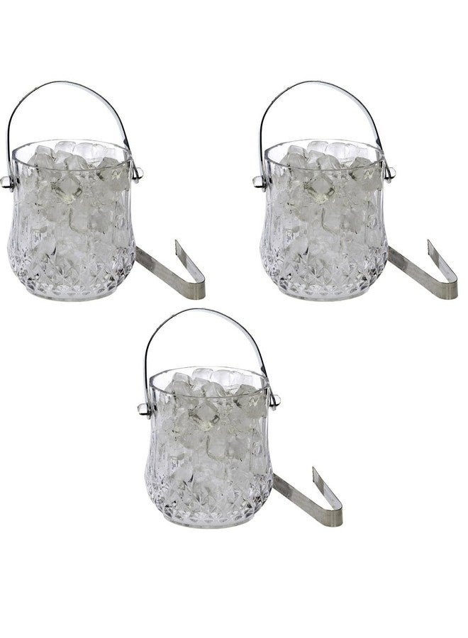 1st Time Ice Bucket with Handle for Bar, Restaurants, Home & Café, Clear, 13.5 x 13.5 x 13.5 CM, 1000 Ml, Pack of 3- J7 - Image 1