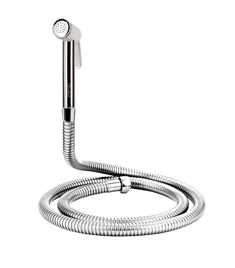 Cloudtail Cloudtail Health FaucetJet SprayDesignerHigh Pressure1Mtr Ss TubeHosePipeWall Mount HookIdeal for KitchenSinkBathroomWash BasinMaterial AbsPlasticColor SilverSet of 1  - Image 1