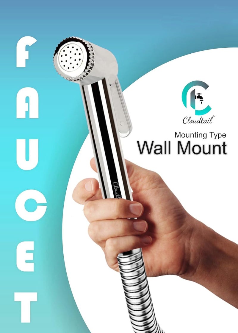 Cloudtail Cloudtail Health FaucetJet SprayDesignerHigh Pressure1Mtr Ss TubeHosePipeWall Mount HookIdeal for KitchenSinkBathroomWash BasinMaterial AbsPlasticColor SilverSet of 1  - Image 3