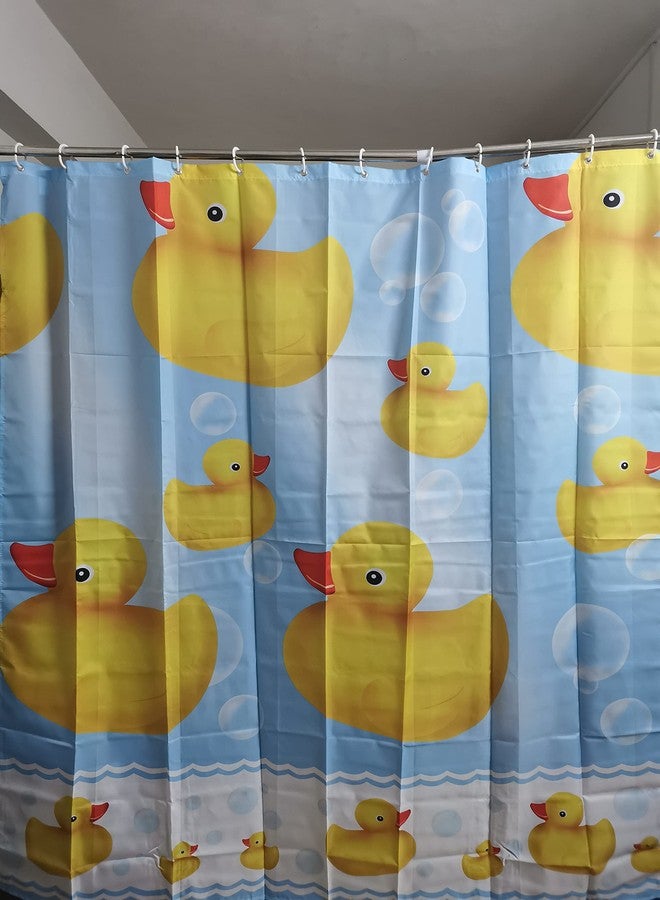 BOYOUTH Yellow Duck and Bubble Pattern Digital Print Shower Curtain for Bathroom Decor,Polyester Waterproof Fabric Bath Curtain with 12 Hooks,70x70 Inches,Multicolor - Image 2