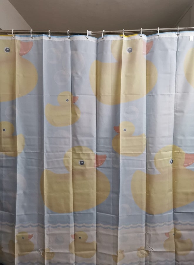BOYOUTH Yellow Duck and Bubble Pattern Digital Print Shower Curtain for Bathroom Decor,Polyester Waterproof Fabric Bath Curtain with 12 Hooks,70x70 Inches,Multicolor - Image 3