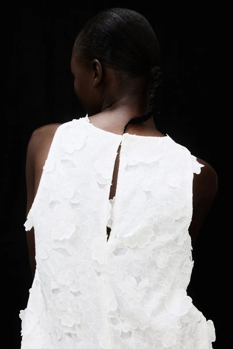 H&M Appliquéd linen-blend shift dress