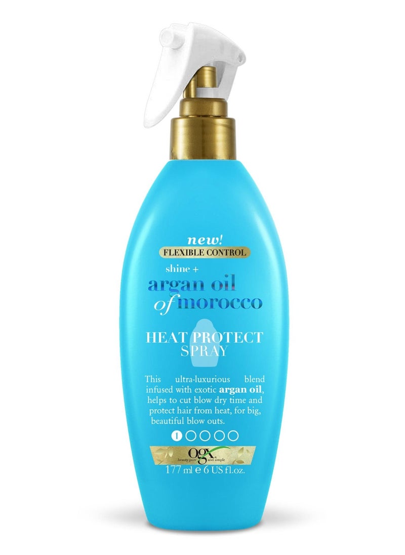 Ogx Flexible Control Shine And Argan Oil Of Morocco  Heat Protect  Spray 170g 