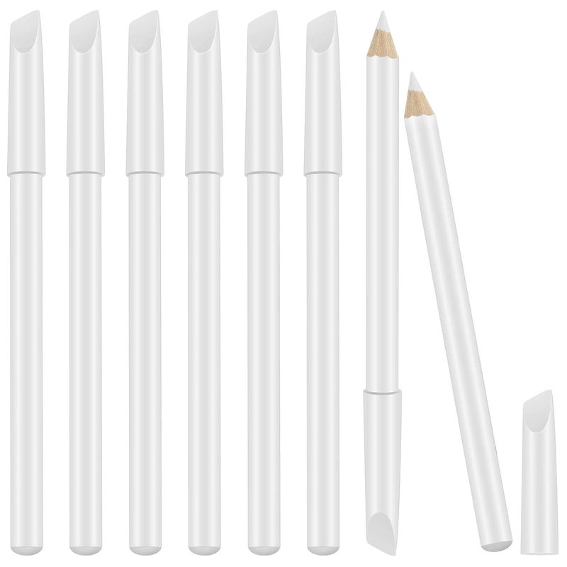 8 Pieces White Pencil Under Nail 2in1 Nail Whitening Pencils French White manicure Pencils with Cuticle Pusher for DIY French Art Manicure Supplies