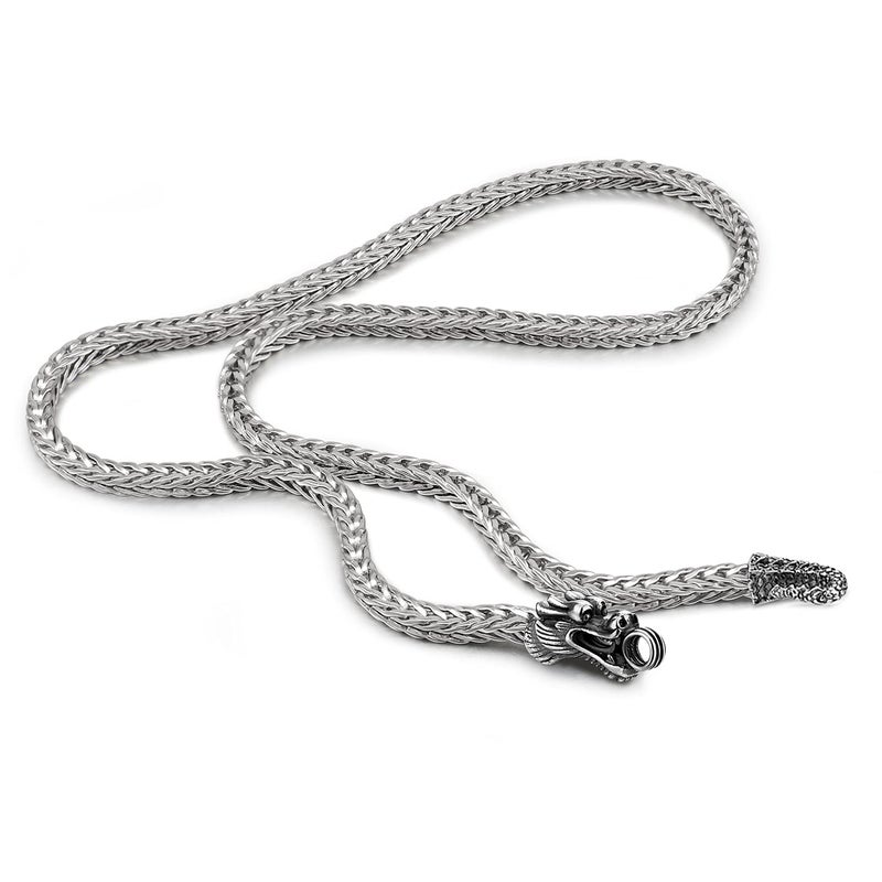 Dankadi Men 925 Sterling Silver Dragon Necklace Vintage 5MM 20 "22" 24 "26" Franco Link Curb Chain Choker Fashion Punk Gold Fine Jewelry Gift (24 inch, Silver) - Image 1