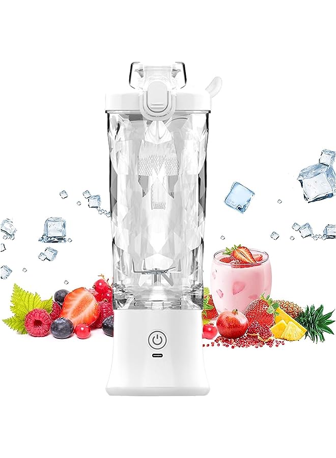 PROMASS Portable Blender, Personal Size Hand Blender, Electric Juicer Blender（Usb Rechargeable), 6 Stainless Steel Blades Mini Travel Blender Smoothie Maker, Fruit and Milk Shakes - 600ML - Image 1