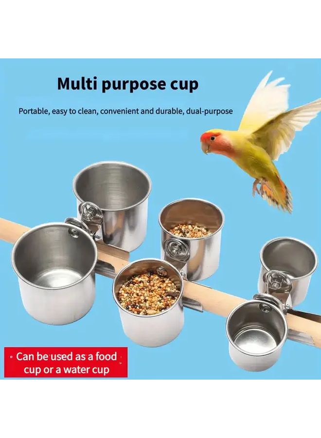 Small Stainless Steel Clip On Bird Bowl Food Water Cup Feeder Cage Lock Rust Proof - Image 4