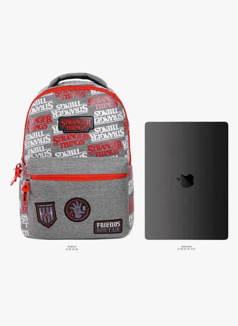 نيتفليكس Netflix Stranger Things Teens Backpack 18" – Official Stranger Things School Backpack, Large Capacity Travel Daypack for Teens, Grey & Red Book Bag
