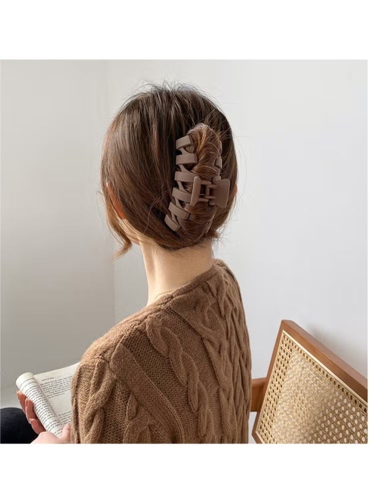 مشبك مخلب الشعر القوي المكون من 10 قطع للنساء تجعيد الشعر الطويل الرقيق ، إكسسوارات الشعر بلون القهوة بالحليب (قهوة الحليب) - Image 3