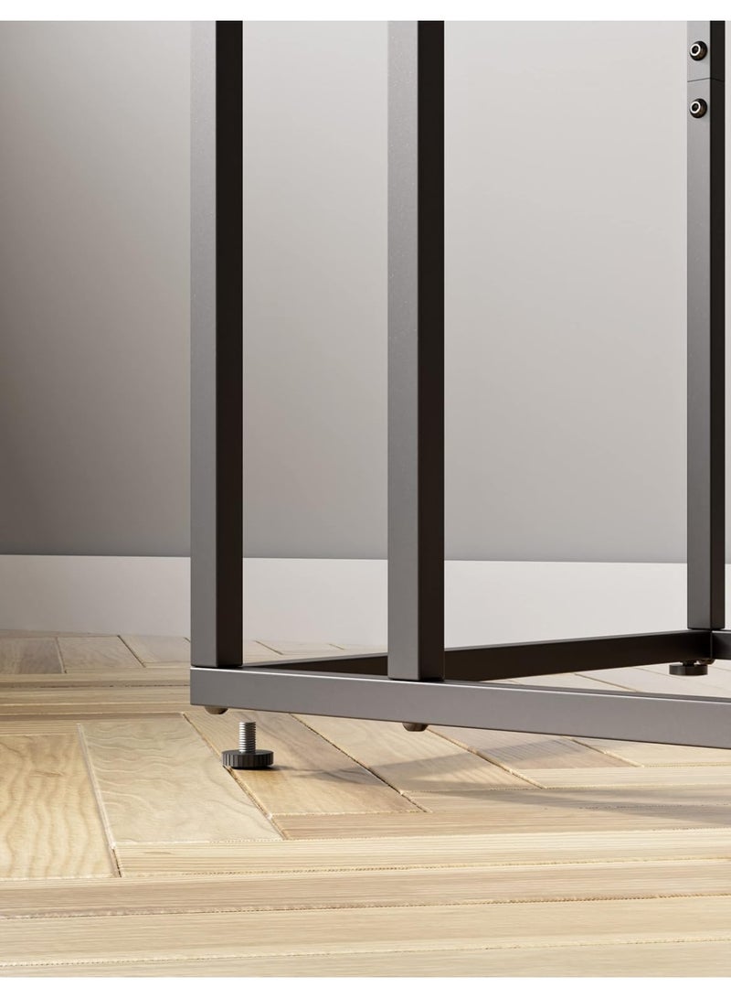 طاولة جانبية حرف C واسعة للأريكة والسرير، طاولة لابتوب ستايل صناعي بلون خشبي رستيك، مزودة بأقدام قابلة للتعديل، طاولة سناك صغيرة لغرفة المعيشة والنوم، مثالية للعمل من المنزل وتوفير المساحة - Image 3