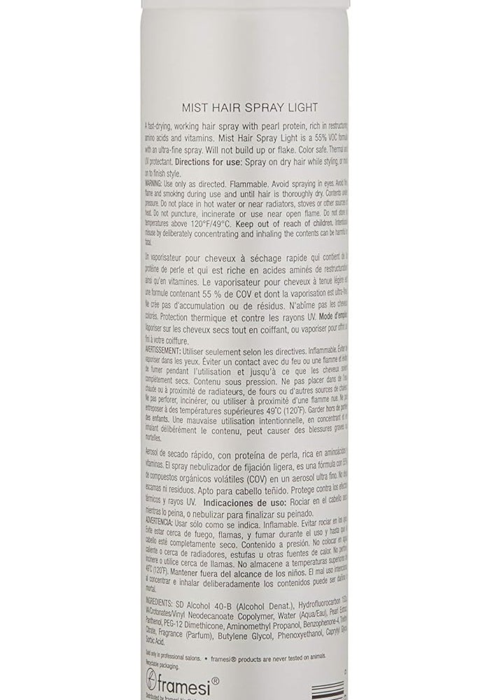 Framesi BY Pearl Mist Hair Spray - Light Hold Spray for Color Treated Hair, 10 oz - Image 2