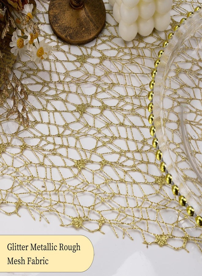 Mabbcoo 2 Pieces Gold Table Runner, Glitter Metallic Mesh Centerpiece Table Decorations for Wedding, Graduation, Birthday Party - 11x106 Inch - Image 3