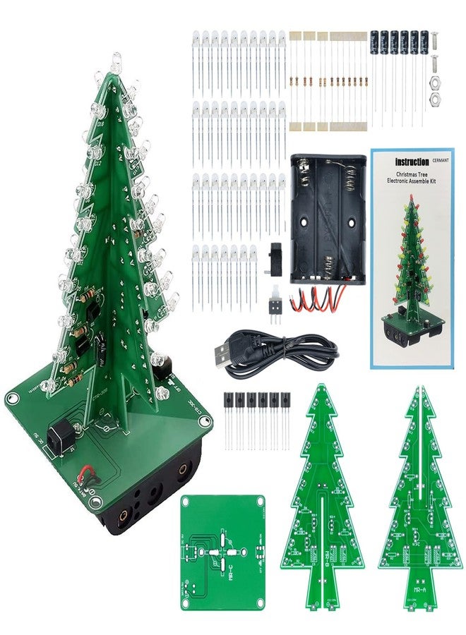 Cermant مجموعة أدوات صنع شجرة عيد الميلاد المضيئة LED من Cermant DIY، مجموعة لحام شجرة عيد الميلاد ثلاثية الأبعاد مع 7 ألوان، مجموعة تجميع إلكترونية DIY لتعلم العلوم والتكنولوجيا والهندسة والرياضيات التعليمية، مع دليل تعليمات ورقي - Image 1