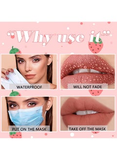 P.TWO.P Honey Peach Lips Set, 3 PCS Nude Matte Lipstick Set Multicolour Long Lasting Lipstick Non Stick Cup Velvet Lip Gloss Lip Stain Professional Lip Makeup Matte Lipstick Set  - Image 5