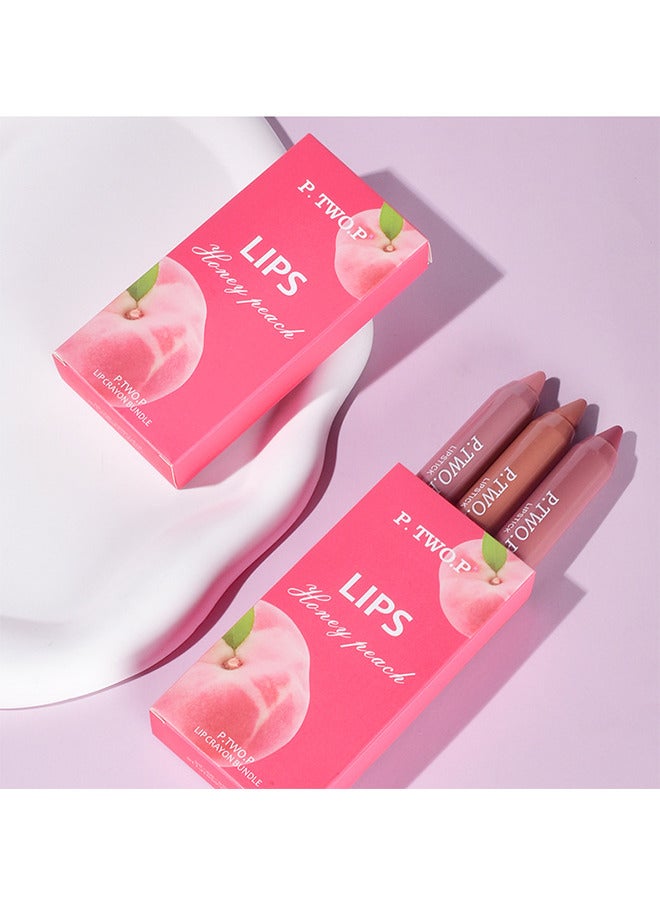 Honey Peach Lips Set, 3 PCS Nude Matte Lipstick Set Multicolour Long Lasting Lipstick Non Stick Cup Velvet Lip Gloss Lip Stain Professional Lip Makeup Matte Lipstick Set