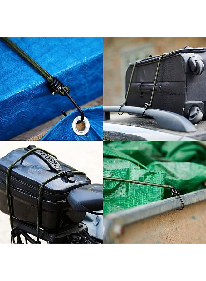 Bungee Cord with Hooks 4pcs 120cm Heavy Duty Bungee Shock Cords with Durable Metal Straps for Bikes Tie Downs Camping Outdoor
