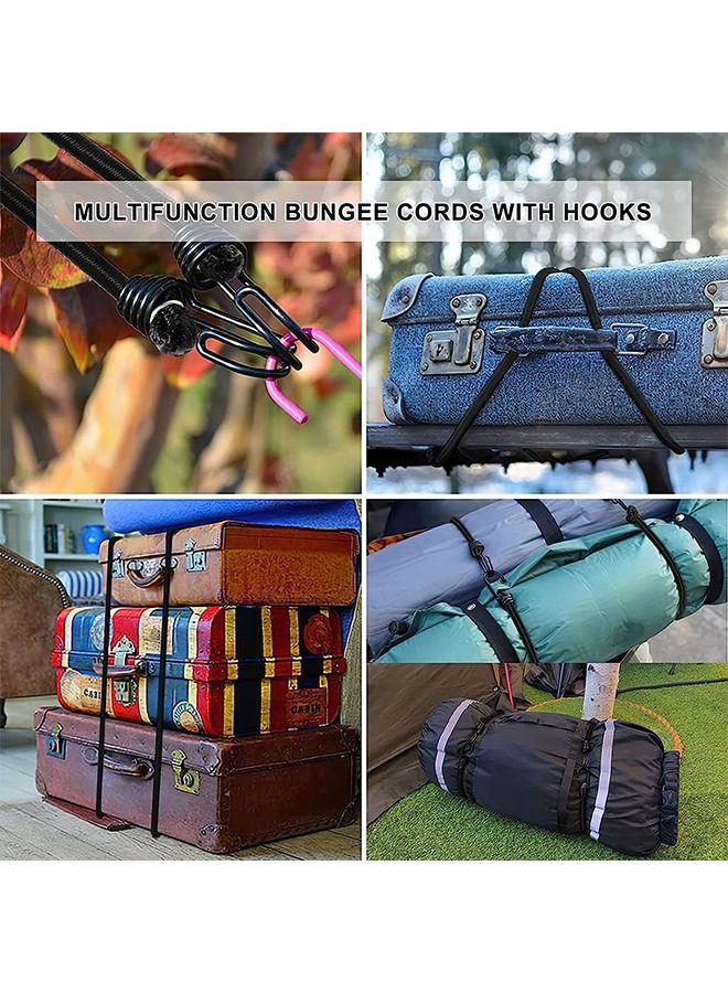 Bungee Cord with Hooks 4pcs 120cm Heavy Duty Bungee Shock Cords with Durable Metal Straps for Bikes Tie Downs Camping Outdoor