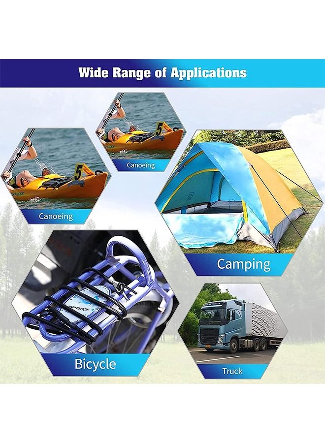 Bungee Cord with Hooks 4pcs 120cm Heavy Duty Bungee Shock Cords with Durable Metal Straps for Bikes Tie Downs Camping Outdoor