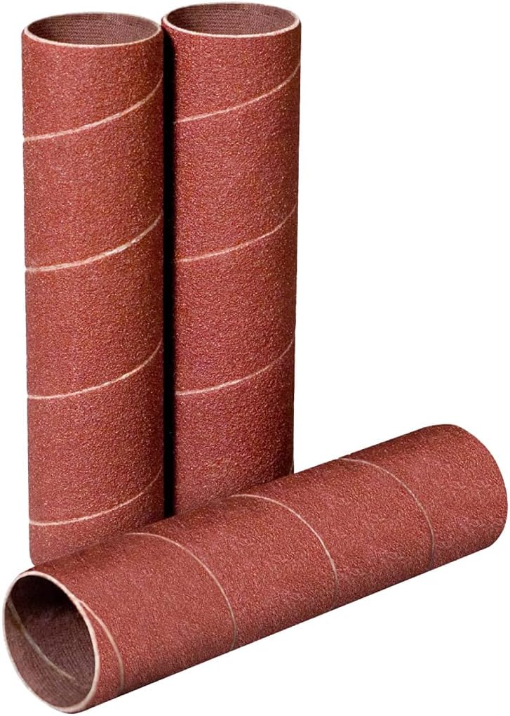 POWERTEC 11212 4.5 Inch Sanding Sleeves for Spindle Sander, 120 Grit, Aluminum Oxide Sandpaper Diameter 1 Inch – 3 Pack - Image 1