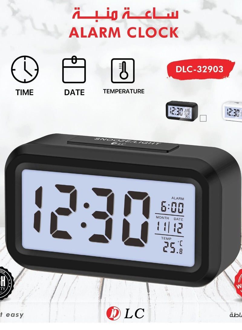 دي إل سي  ساعه منبه رقميه تظهر التاريخ ودرجة الحرارة