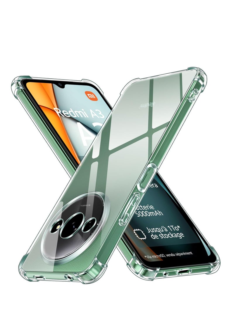 Shockproof Clear Back Case with Reinforced Corners Flexible Cover Slim Fit Case Compatible with Xiaomi Redmi A3/A3x