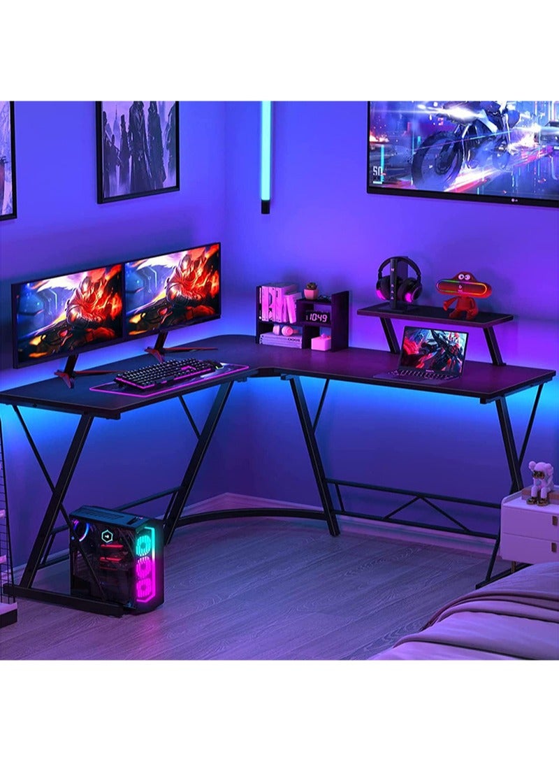 AGD L-Shaped Desk Computer Corner Table 51 inch Home Gaming Desk Office Writing Workstation with Large Monitor Stand Space-Saving Easy to Assemble - Image 3