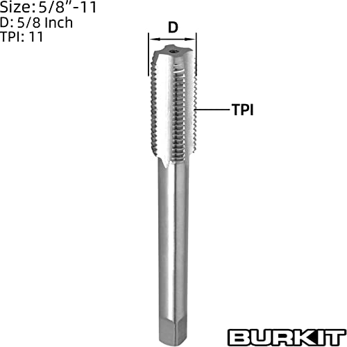 Burkit 5/8"-11 UNC Thread Tap Right Hand, HSS 5/8 x 11 UNC Straight Fluted Machine Tap - Image 2
