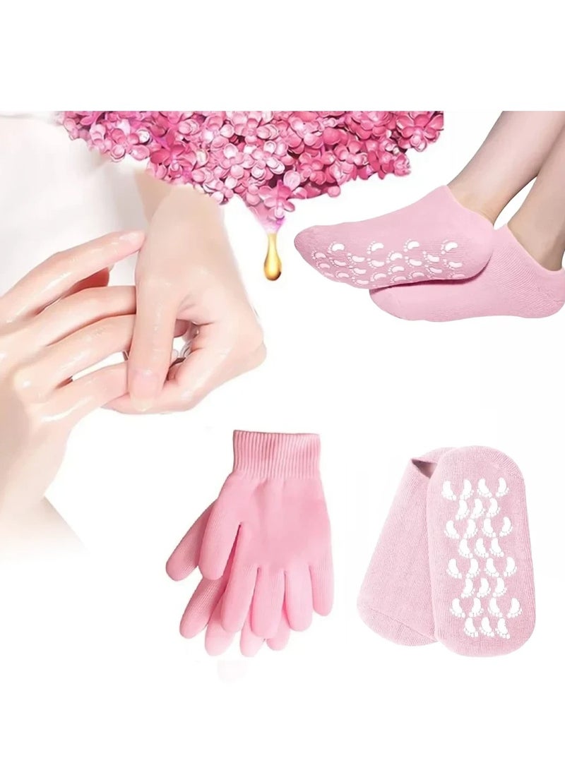 Generic 4-Piece Silicon Gel Gloves And Socks Set .Pink  - Image 1
