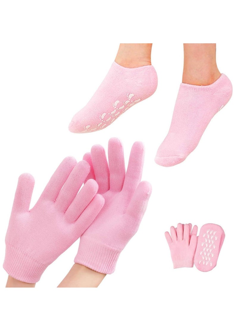 Generic 4-Piece Silicon Gel Gloves And Socks Set .Pink  - Image 4