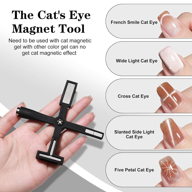 Feelhigh Nail Magnet Set Upgraded 5 in 1 MultiFunction with Silicone Protective Case Magnetic Nail Polish Magnet Wand for Nails Cat Eye Nail Design Tools Nail Art Accessories BLACK - Image 3