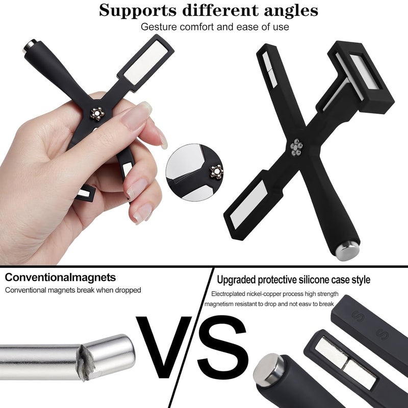 Feelhigh Nail Magnet Set Upgraded 5 in 1 MultiFunction with Silicone Protective Case Magnetic Nail Polish Magnet Wand for Nails Cat Eye Nail Design Tools Nail Art Accessories BLACK - Image 5