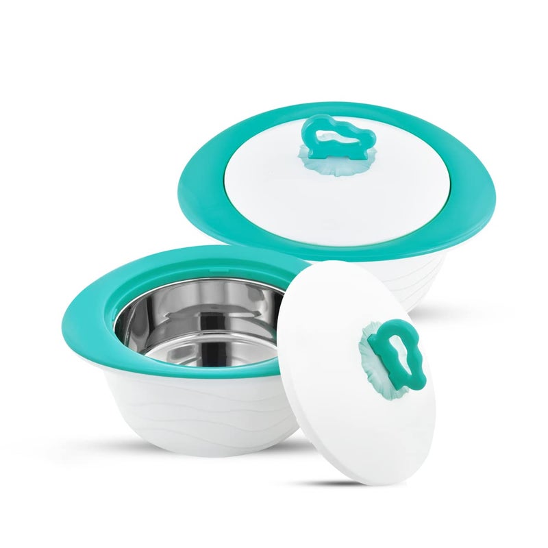 Trueware TRUEWARE Zinna Impulse Set of 2 Casserole 1200 ML 1800 ML Light Blue PU Insulated BPA free Odour Proof Food Grade Easy to Carry Easy to Store Ideal For Chapatti Roti Curd Maker Kitchen Storage Kitchen accesseroies Thermoware Hot Pot  - Image 1