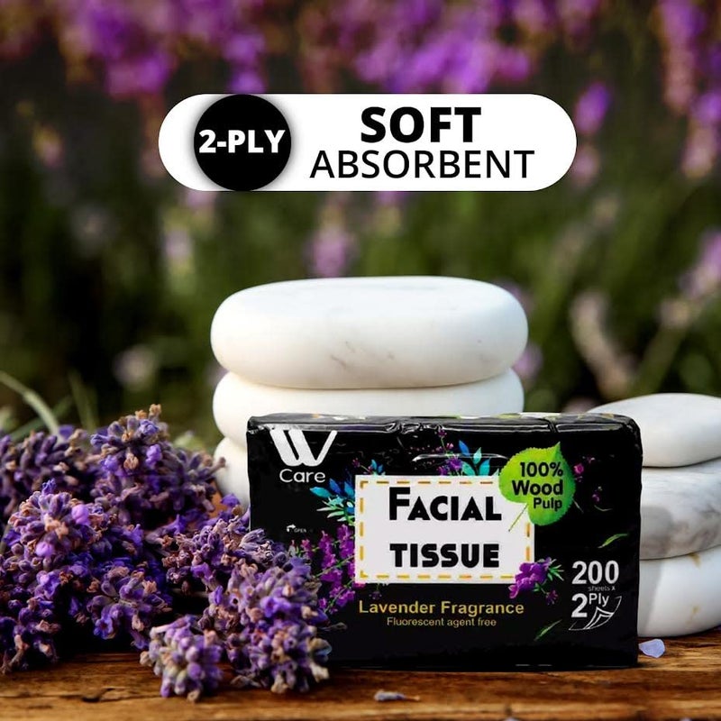 WBM Care Super Soft 2Ply Facial Tissues with Lavender Fragrance 4000 Total Pack of 20 200 Sheets per Box  100 Natural Wood Pulp - Image 3