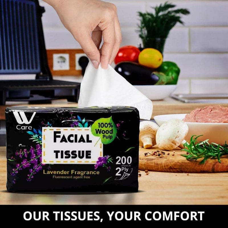 WBM Care Super Soft 2Ply Facial Tissues with Lavender Fragrance 4000 Total Pack of 20 200 Sheets per Box  100 Natural Wood Pulp - Image 2