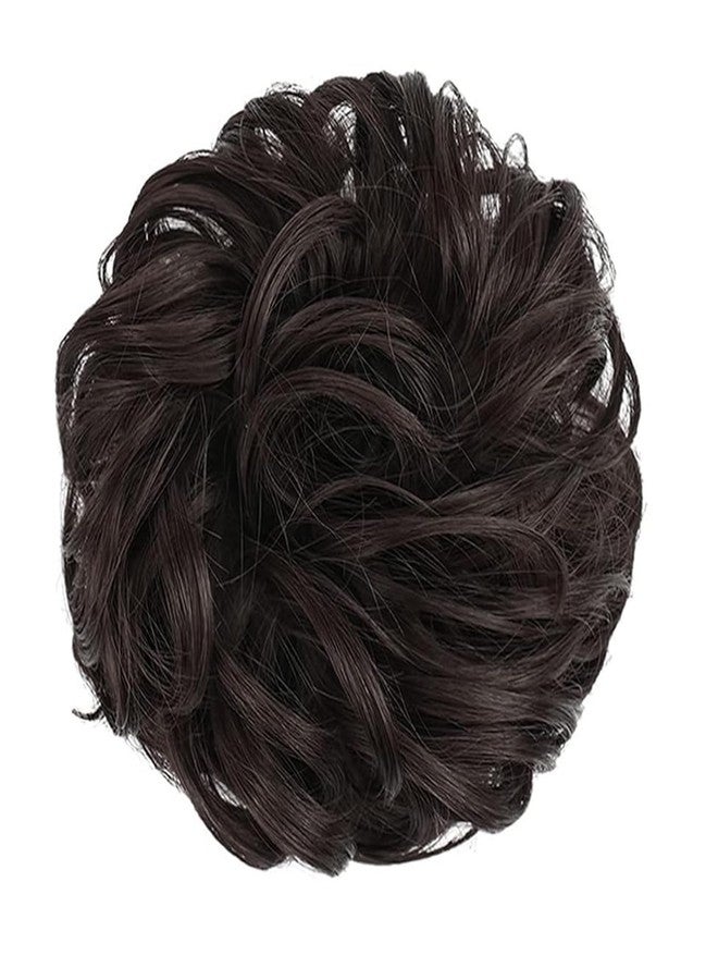 برافراجيا كعكة شعر فوضوية من برافراجيا مع مشبك شعر على شكل وردة، وصلات شعر من الدانتيل القطني، مثالية لحفلات الزفاف النسائية والمناسبات الأخرى (بني). - Image 3